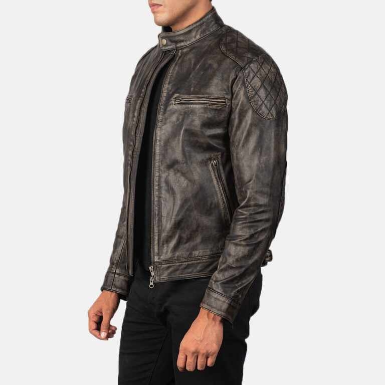 Mens Gatsby Distressed Brown Leather Biker Jacket6085-3-1568987272089